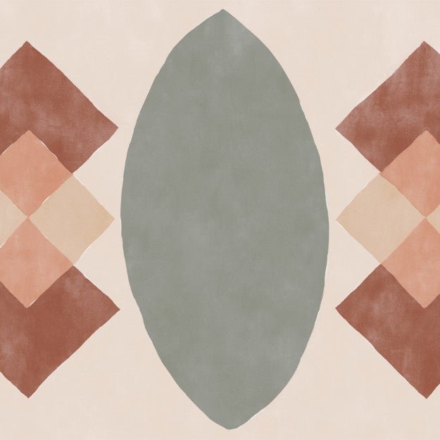 Les Dominotiers Checkmate Beige / Green / Terracota / Pink Behang DOM 701 - LAB COLOUR THE WORLD