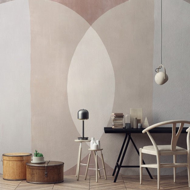 Les Dominotiers Circles Beige / Grey / Terracota Behang DOM 700 - LAB COLOUR THE WORLD