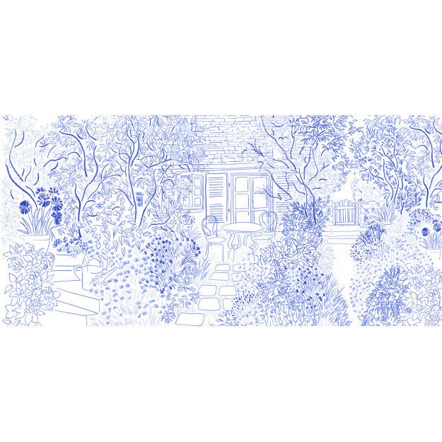 Les Dominotiers Coin De Jardin Bleu Behang DOM 3007 - LAB COLOUR THE WORLD