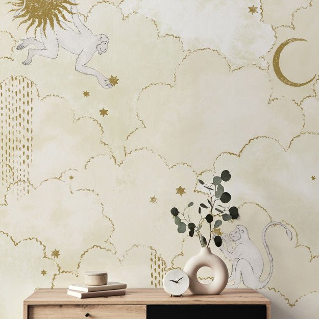 Les Dominotiers Grand Stars & Monkeys Behang DOM 205-3 - LAB COLOUR THE WORLD