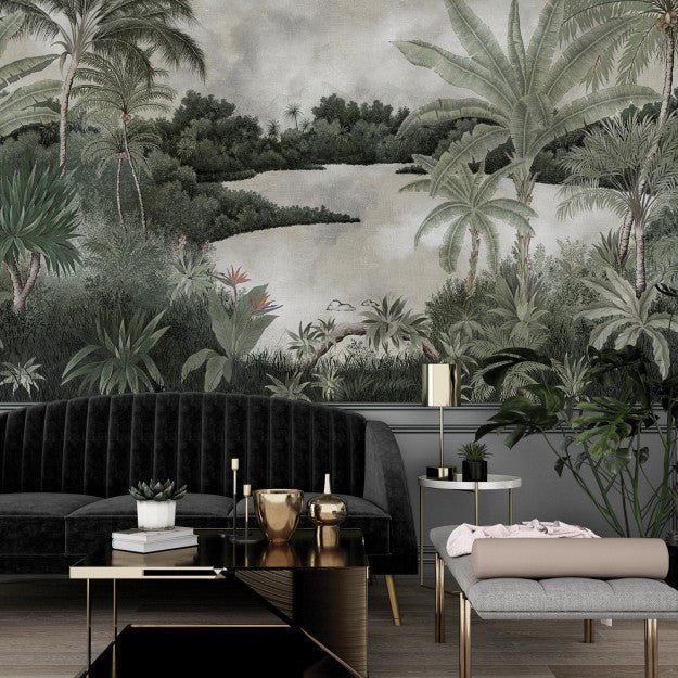 Les Dominotiers Hanalei Patina Green Behang DOM 500 - LAB COLOUR THE WORLD
