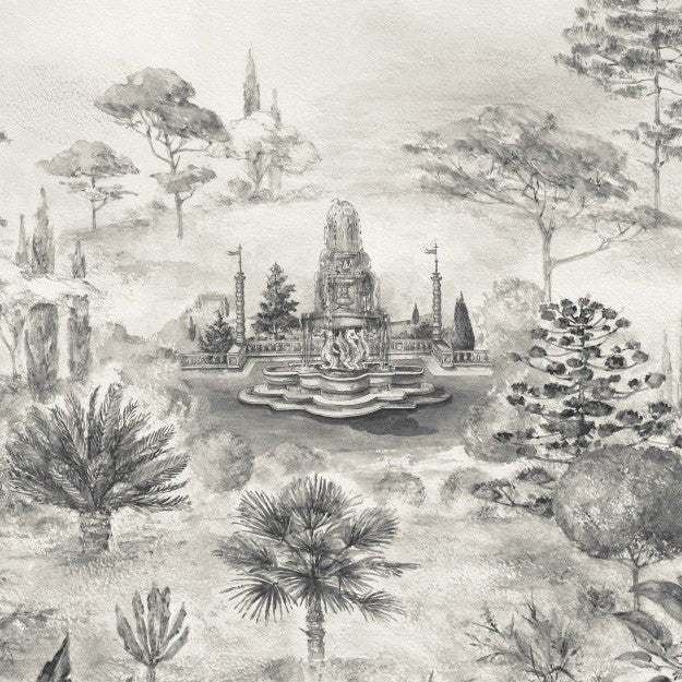Les Dominotiers Jardin Italien Noir Et Blanc Behang DOM 3013 - LAB COLOUR THE WORLD