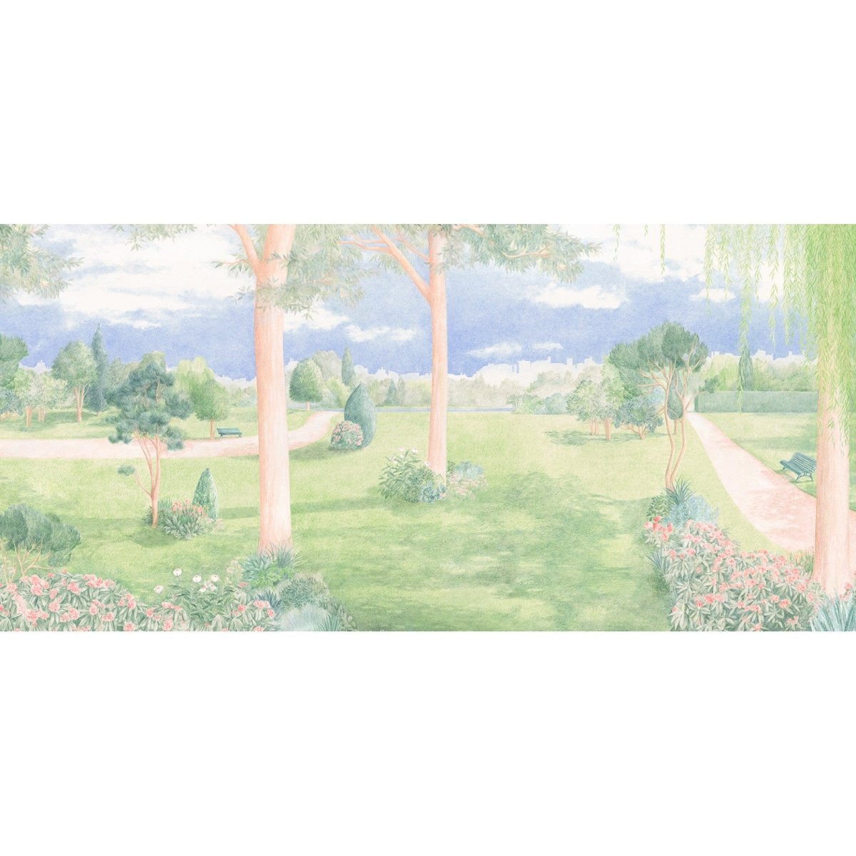 Les Dominotiers Jardin Public Behang DOM3002 - LAB COLOUR THE WORLD