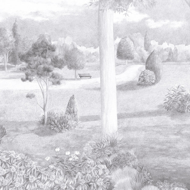 Les Dominotiers Jardin Public Noir Et Blanc Behang DOM 3003 - LAB COLOUR THE WORLD
