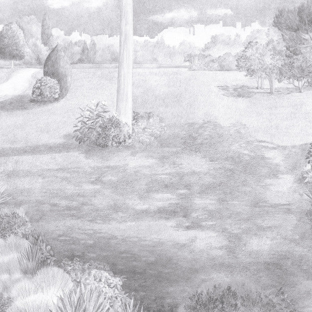 Les Dominotiers Jardin Public Noir Et Blanc Behang DOM 3003 - LAB COLOUR THE WORLD