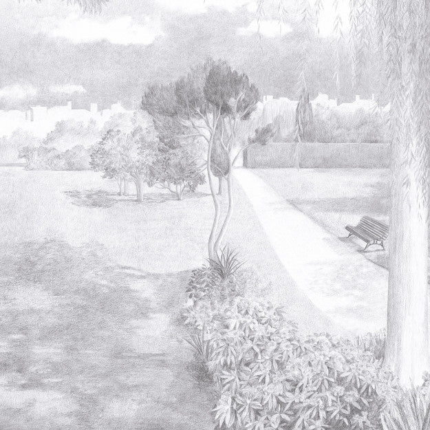 Les Dominotiers Jardin Public Noir Et Blanc Behang DOM 3003 - LAB COLOUR THE WORLD