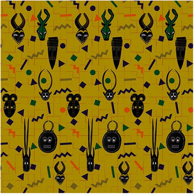 Les Dominotiers Kurumba Moutarde Behang DOM 164-2 - LAB COLOUR THE WORLD
