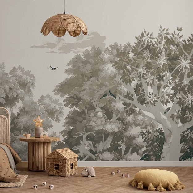 Les Dominotiers Misty forest olive Behang DOM 5109 - LAB COLOUR THE WORLD