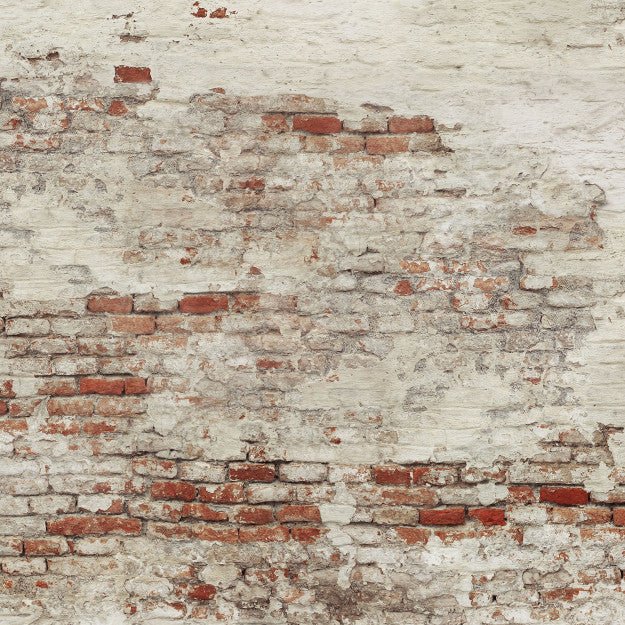 Les Dominotiers Old Brick Wall Blanc Et Rouge Behang DOM 410 - LAB COLOUR THE WORLD