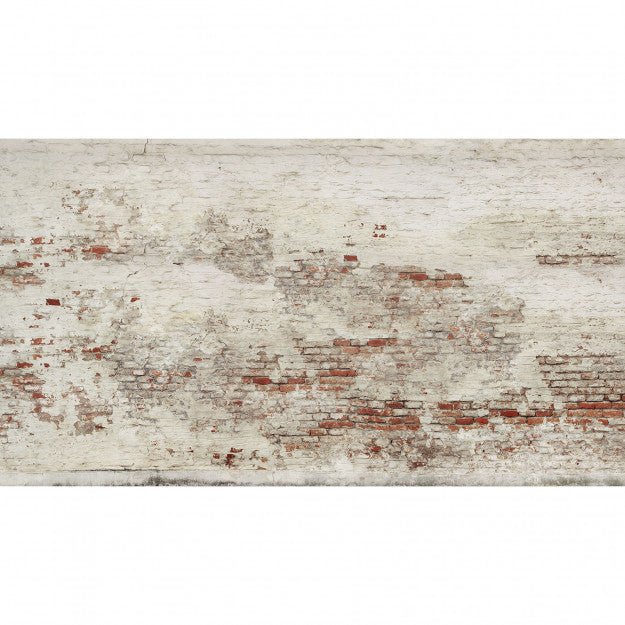 Les Dominotiers Old Brick Wall Blanc Et Rouge Behang DOM 410 - LAB COLOUR THE WORLD