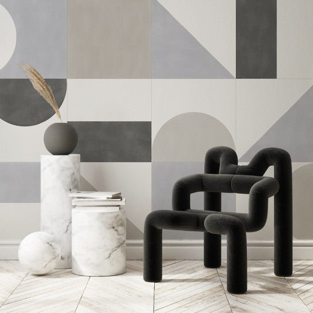 Les Dominotiers Puzzle Blue Blue, Black & Grey Behang DOM 713 - LAB COLOUR THE WORLD
