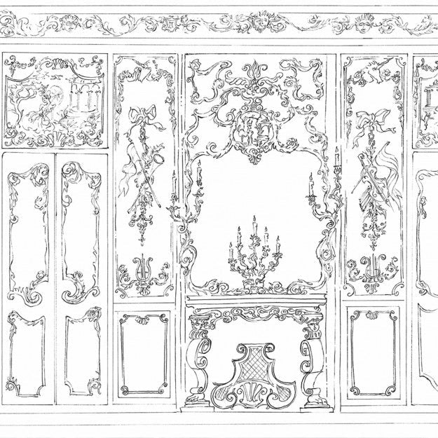 Les Dominotiers Suite Royale Noir & Blanc Behang DOM 188-2 - LAB COLOUR THE WORLD