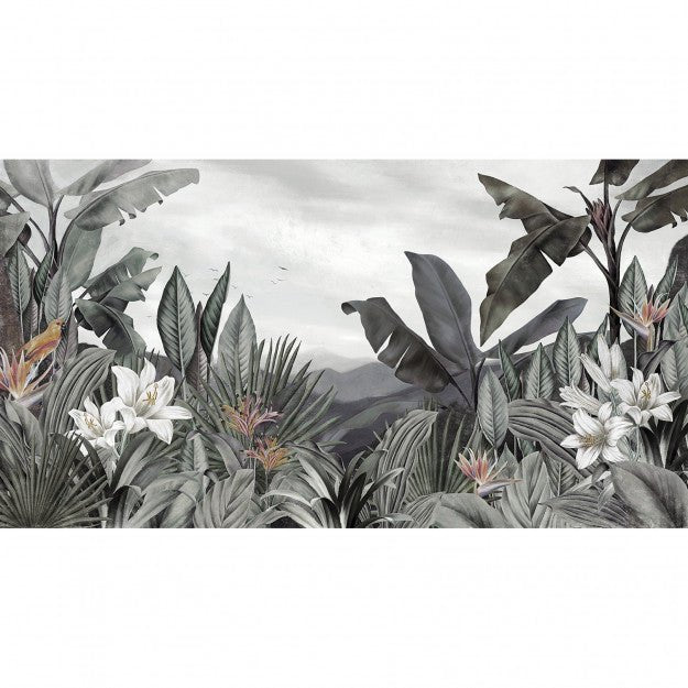 Les Dominotiers Tara Grey & Bluish Green Behang DOM 506 - LAB COLOUR THE WORLD