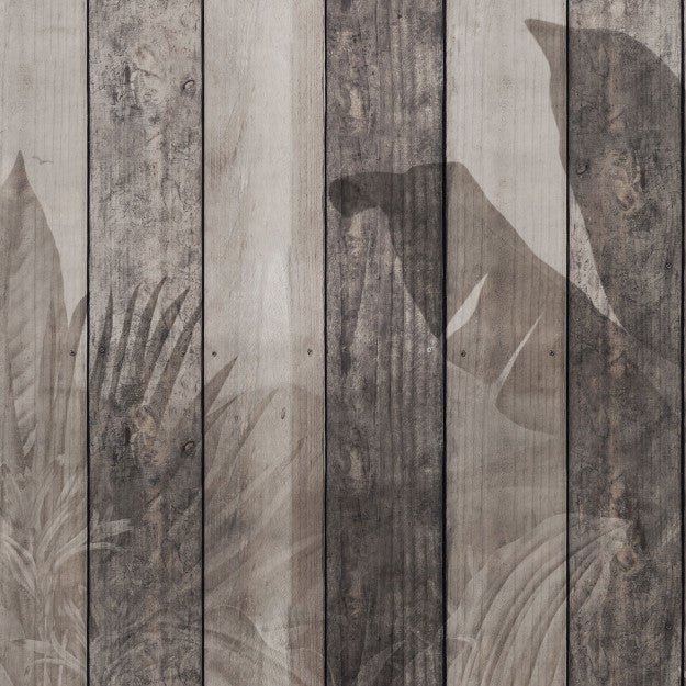 Les Dominotiers Tropical Dark Wood Wall Marron Behang DOM 423 - LAB COLOUR THE WORLD