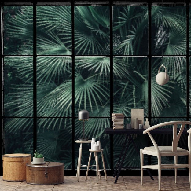 Les Dominotiers Tropical Window Vert Behang DOM 435 - LAB COLOUR THE WORLD