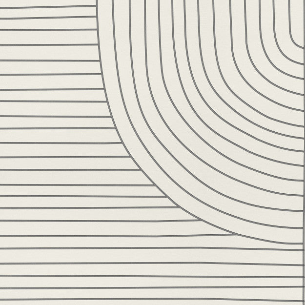 Les Dominotiers Lines Black & Beige Behang DOM 705
