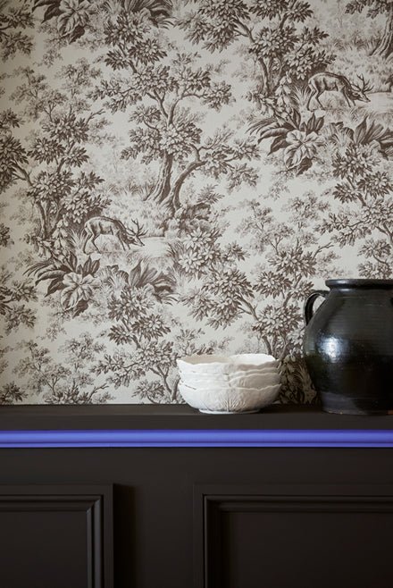 Little Greene Stag Toile Behang 0284SGCHOCO - LAB COLOUR THE WORLD