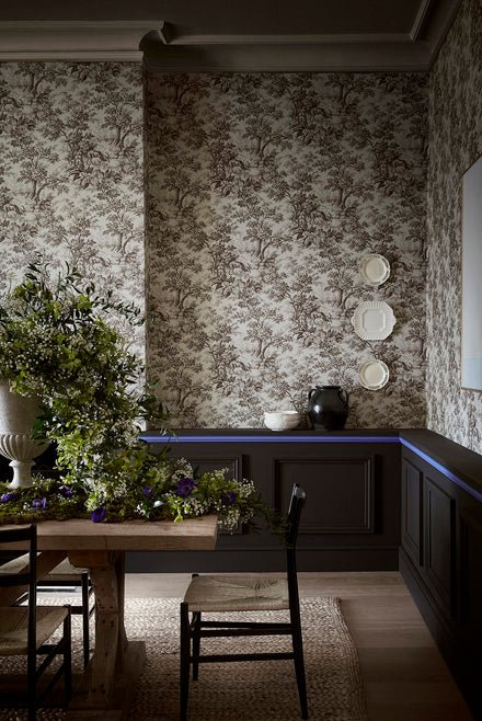 Little Greene Stag Toile Behang 0284SGCHOCO - LAB COLOUR THE WORLD