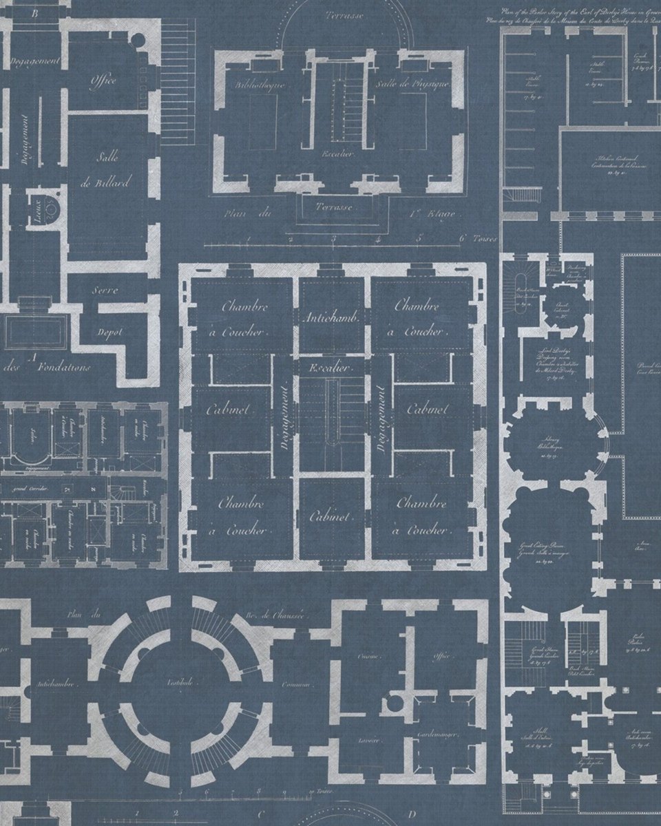Mind The Gap Chateau Blue Behang WP20026 - LAB COLOUR THE WORLD