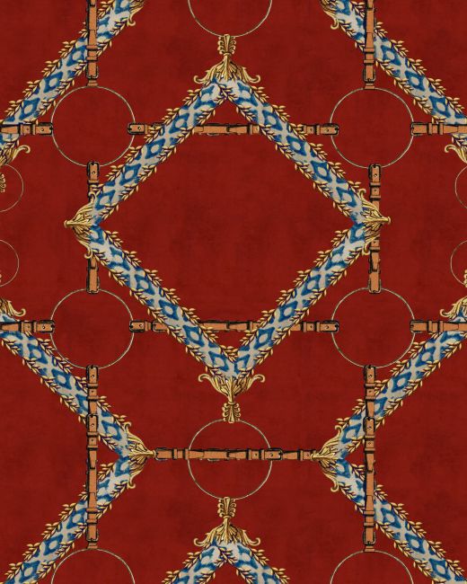 Mind The Gap Decorative Harness Burgundy Behang WP30106 - LAB COLOUR THE WORLD