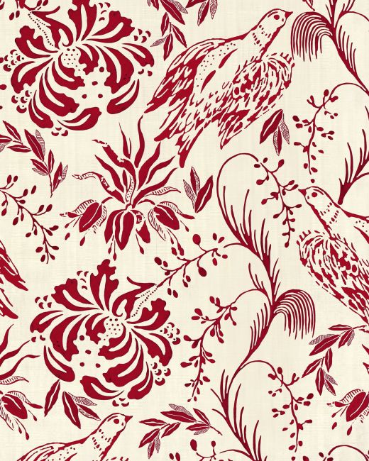 Mind The Gap Folk Embroidery Crimson Behang WP30014 - LAB COLOUR THE WORLD