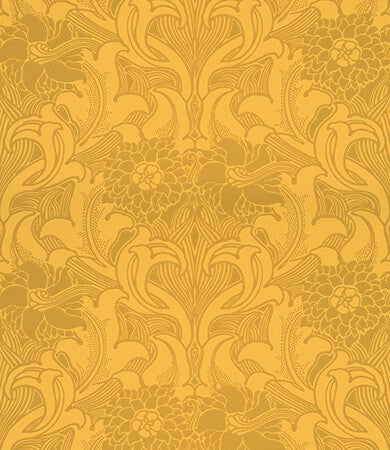 Little Greene Dahlia Scroll Behang 0263DAGIALL - Giallo