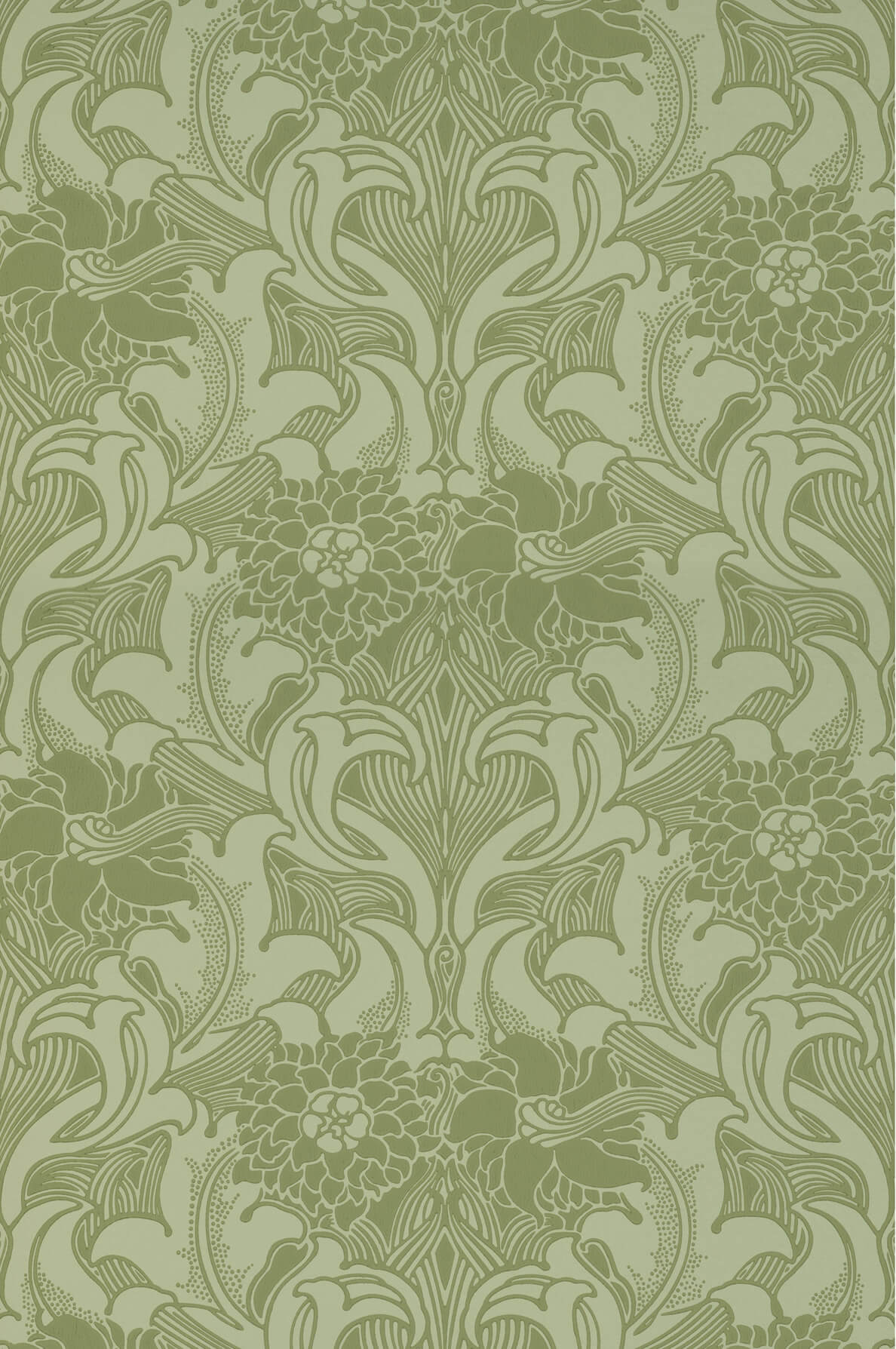 Little Greene Dahlia Scroll Behang 0263DAPEAGR - LAB COLOUR THE WORLD