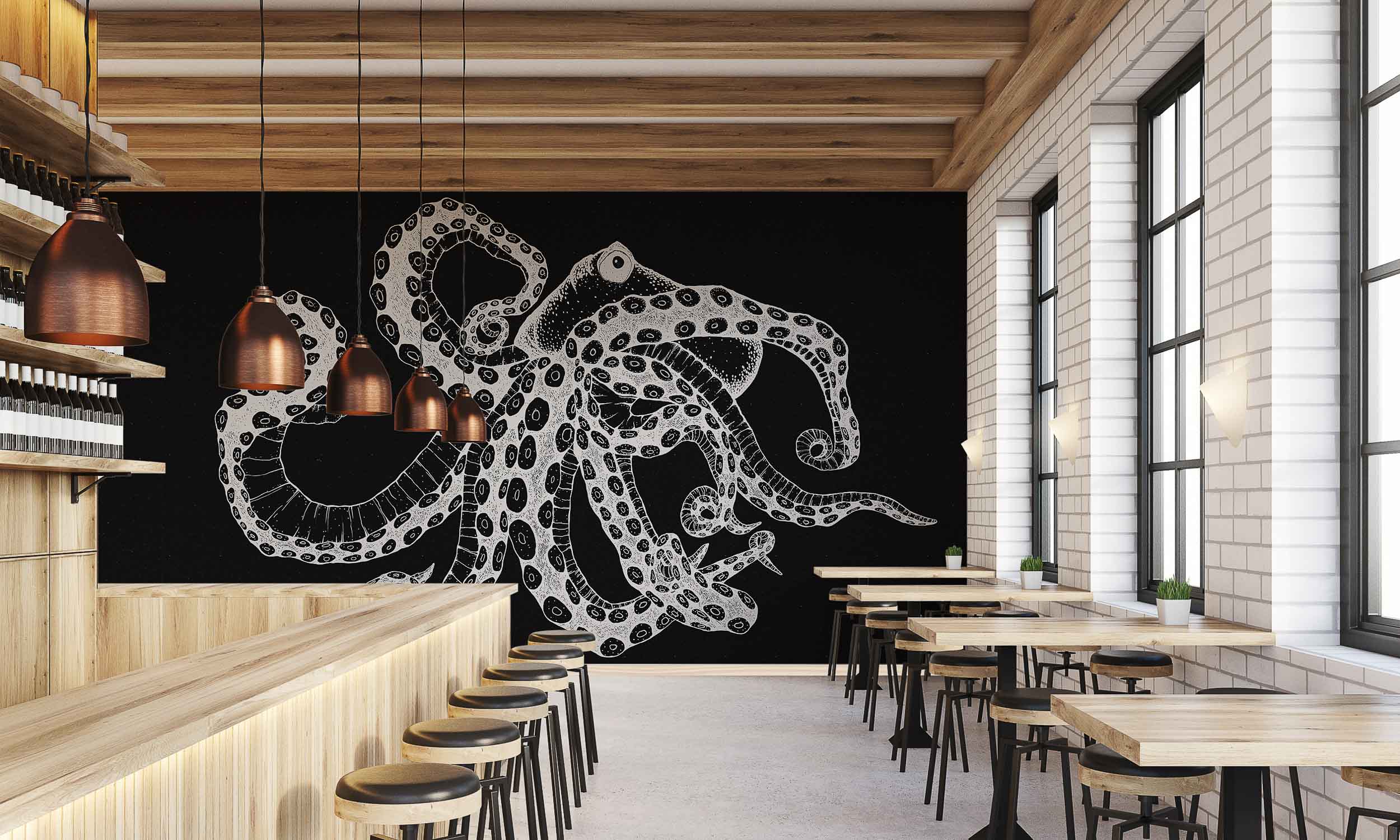 Coordonné Naturae Octopus XRay behang 9500802 sfeer afbeelding 1