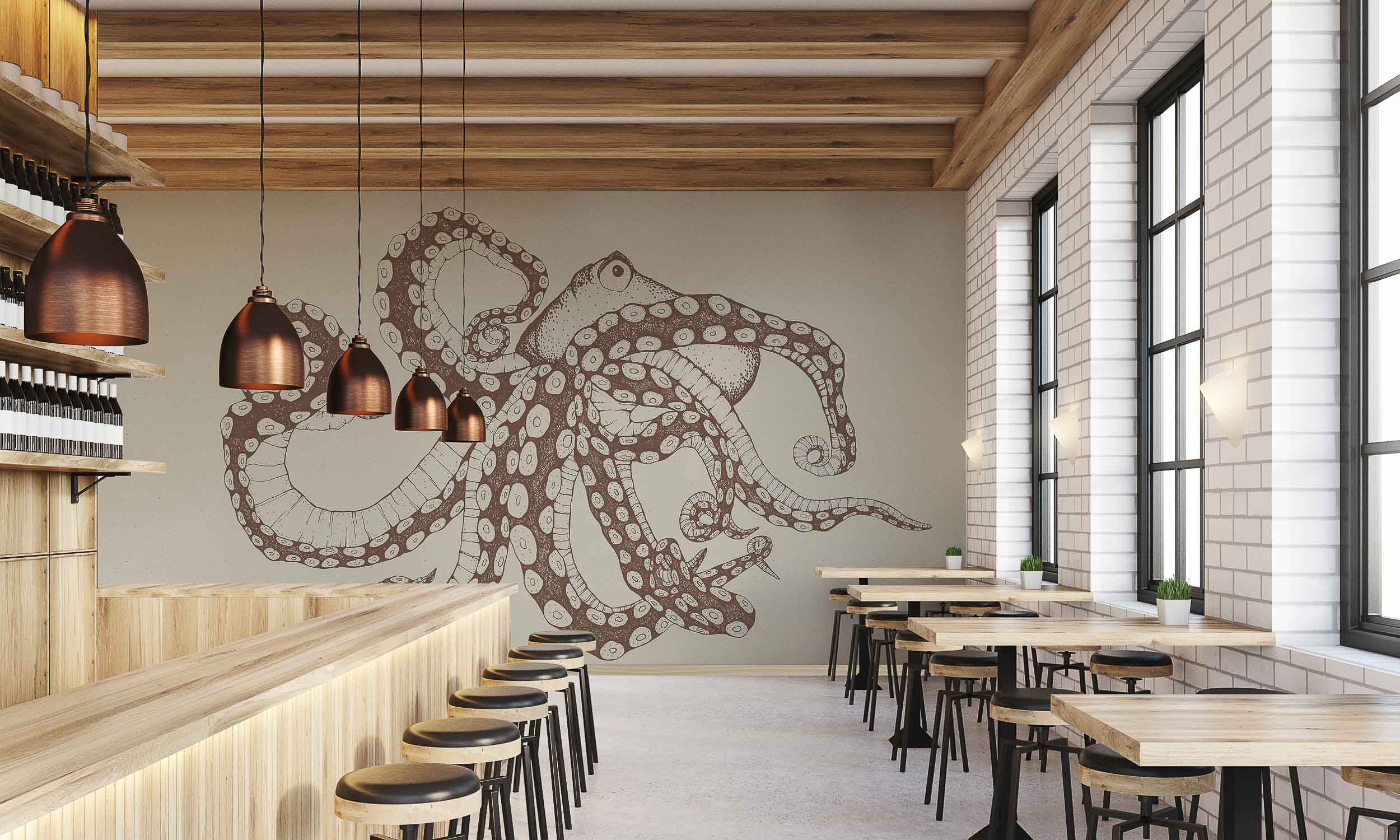Coordonné Naturae Octopus XRay behang 9500801 sfeer afbeelding 1