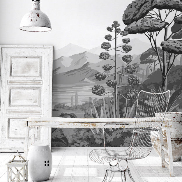 Les Dominotiers Orta Grisaille Grey Behang DOM 518