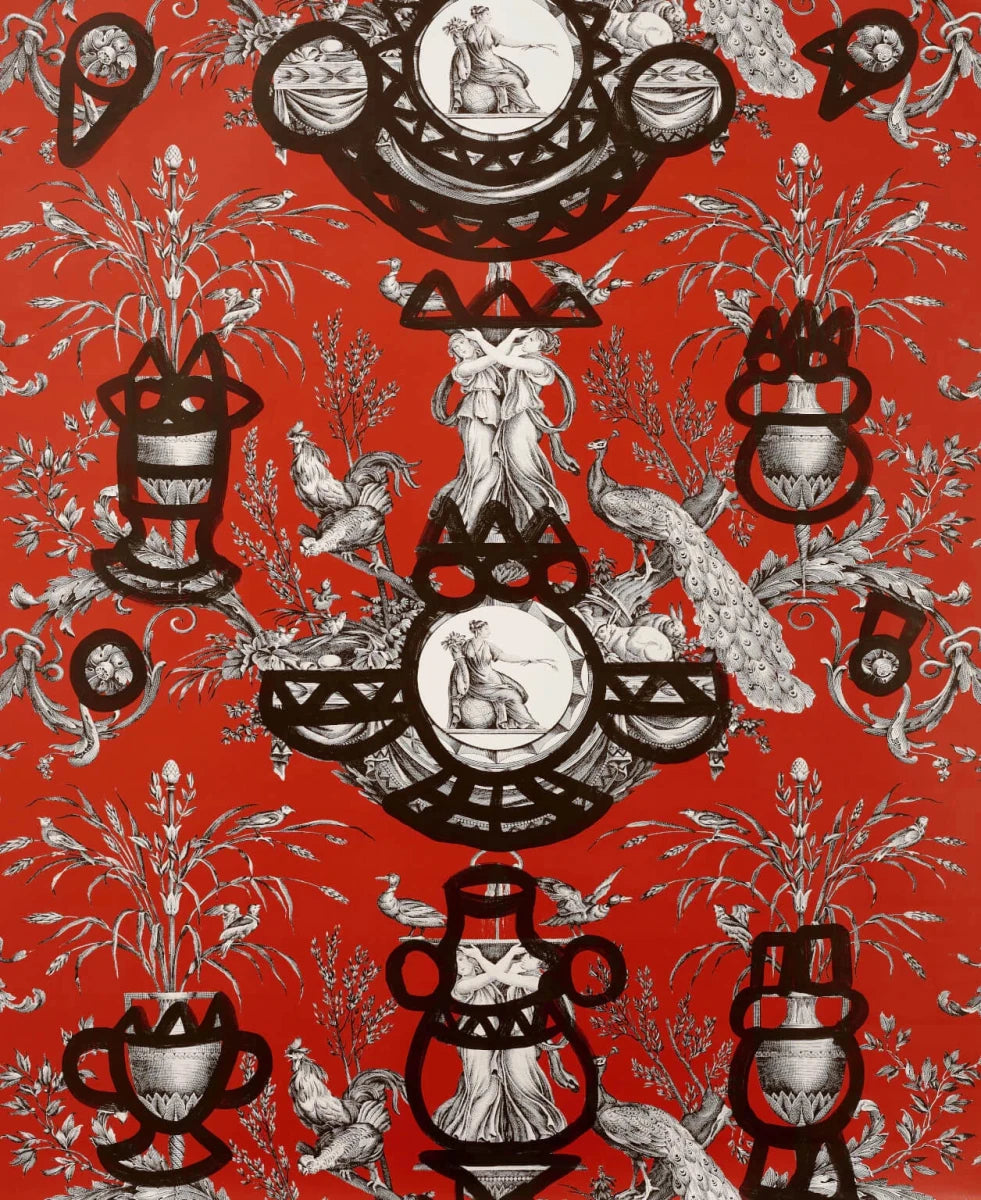 Pierre Frey Fontaine et animaux barbouillage Behang FP568004 - LAB COLOUR THE WORLD