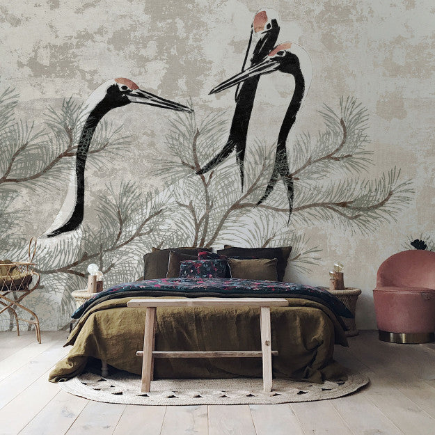 Les Dominotiers Red Crest Beige Behang DOM 419