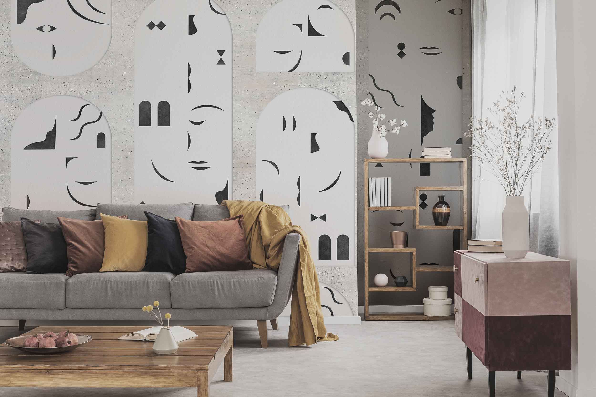 Coordonné Random Archist Rostros behang 9000023 sfeer afbeelding 1