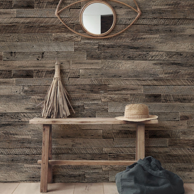 Les Dominotiers Rough Wood Wall Marron Behang DOM 425