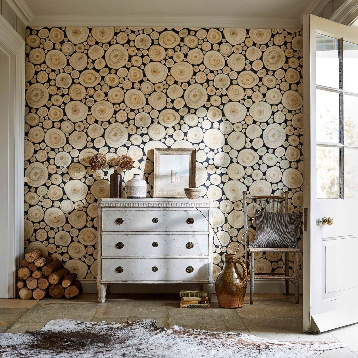 Sanderson Alnwick Logs Behang 216510 - LAB COLOUR THE WORLD