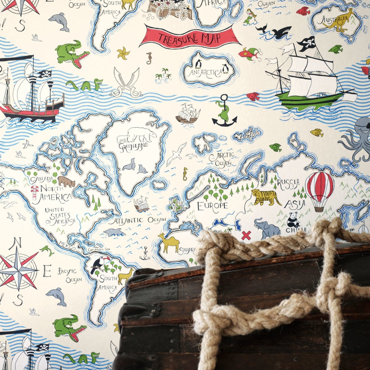 Sanderson Treasure Map Behang DLIT214040 - LAB COLOUR THE WORLD