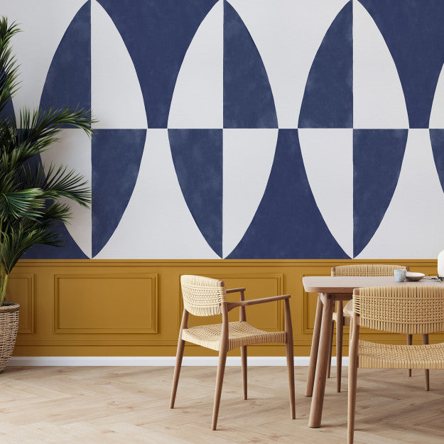 Les Dominotiers Shape Blue Blue Behang DOM 707