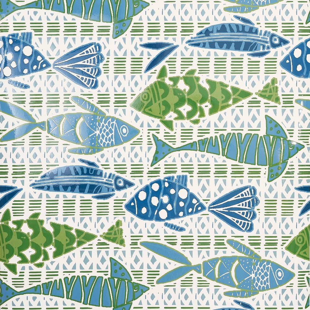 Thibaut Islander BATIK FISH Blue and Green T15870 - LAB COLOUR THE WORLD