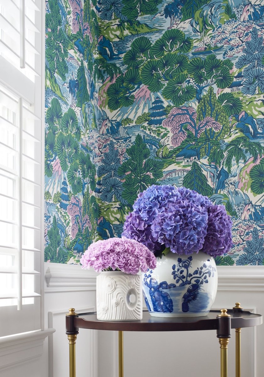 Thibaut Sojourn Pagoda Trees Behang T42024 - LAB COLOUR THE WORLD