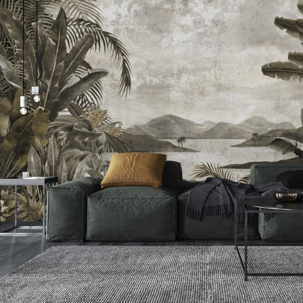 Les Dominotiers Timicuro Patina Yellow & Greenish Brown Behang DOM 507