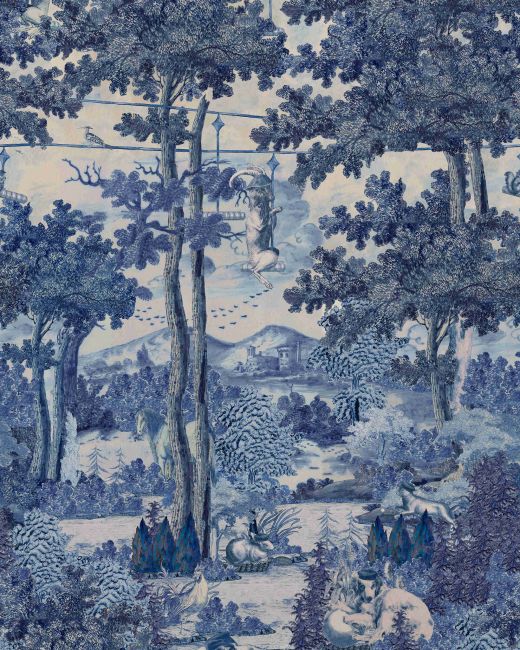 Mind The Gap Toile du Carpathians Indigo Behang