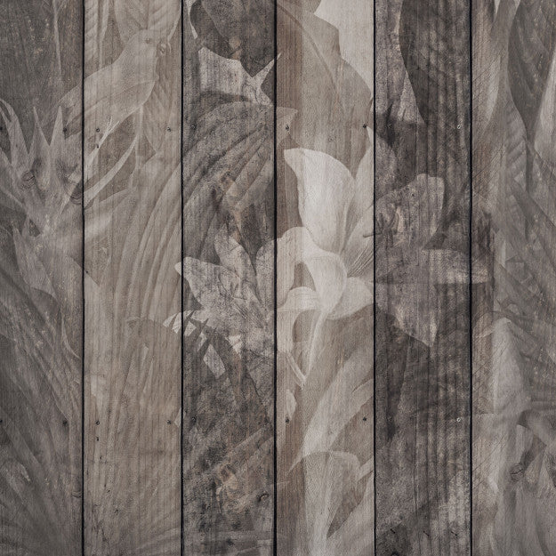 Les Dominotiers Tropical Dark Wood Wall Marron Behang DOM 423