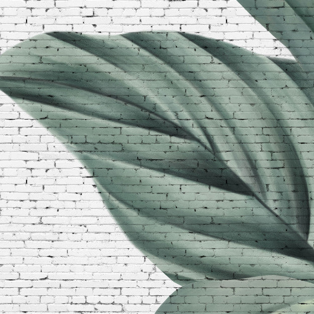 Les Dominotiers Tropical Grunge Brick Wall Blanc Et Vert Behang DOM 405
