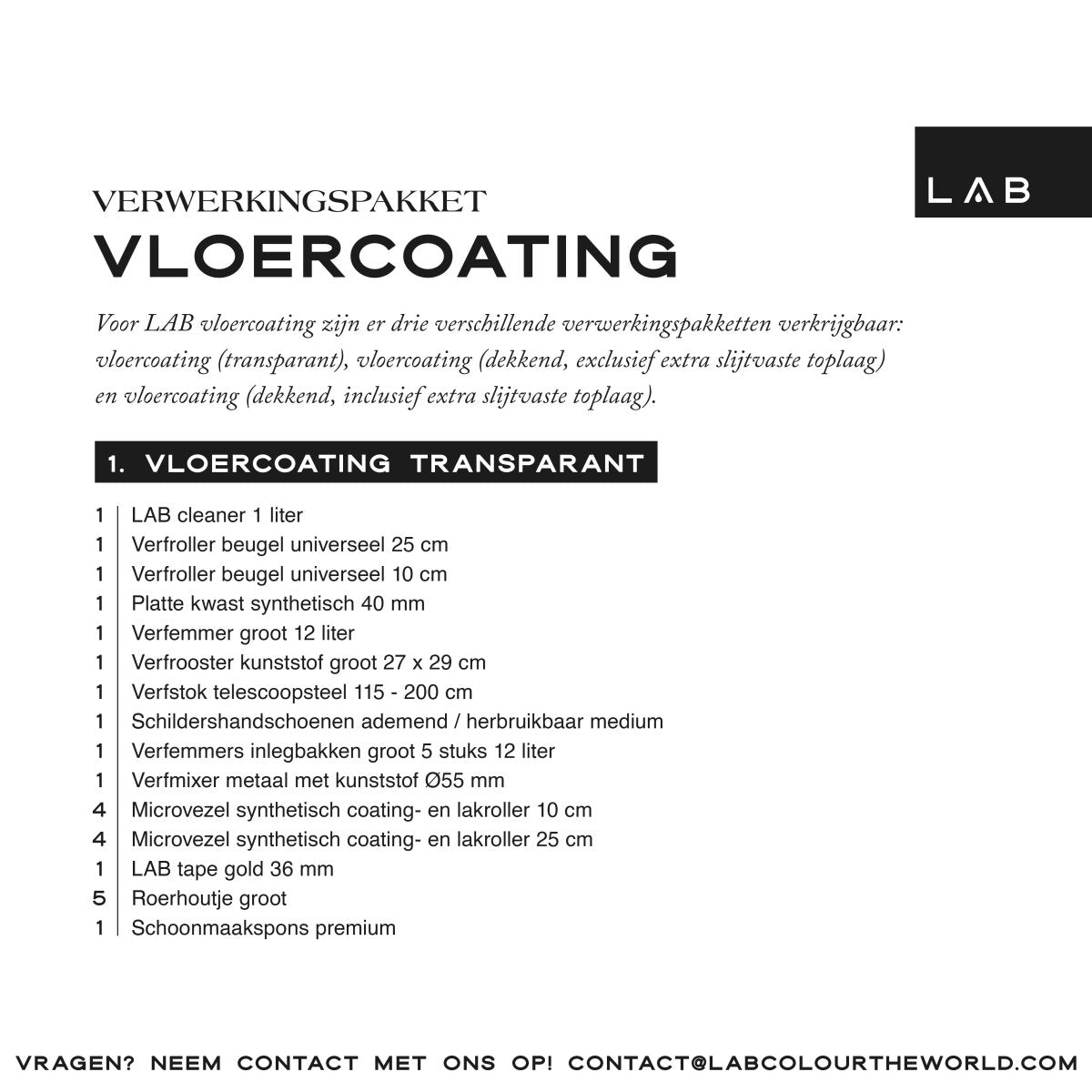 Vloercoating verwerkingspakket - LAB COLOUR THE WORLD