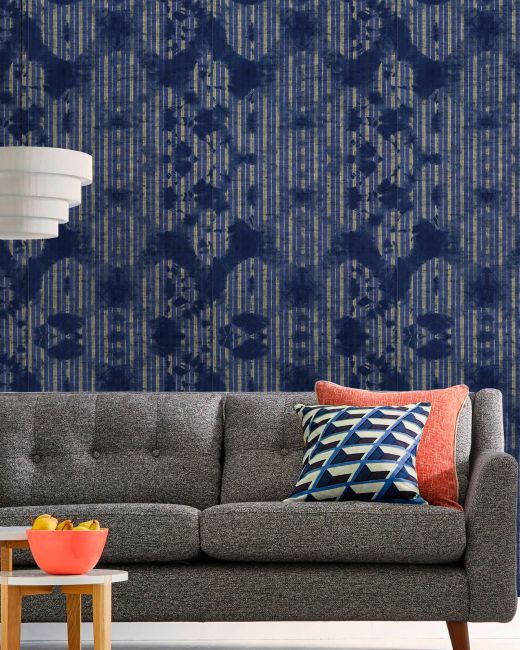 Mind The Gap Washed Shibori Indigo Behang