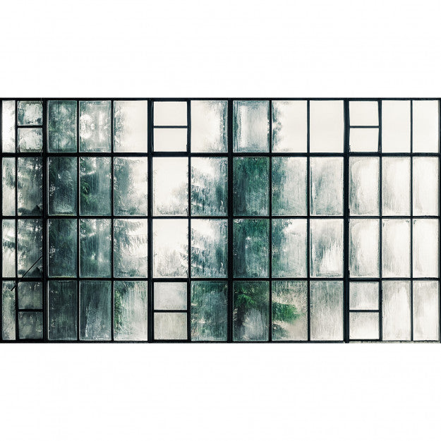 Les Dominotiers Window Factory Vert Et Blanc Behang DOM 436