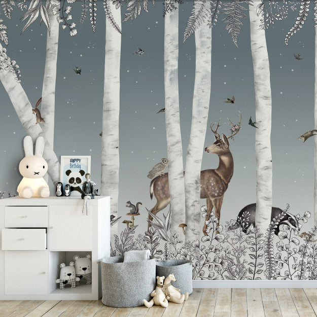 Les Dominotiers Woody Chesnut, Midnight Behang DOM 303-1