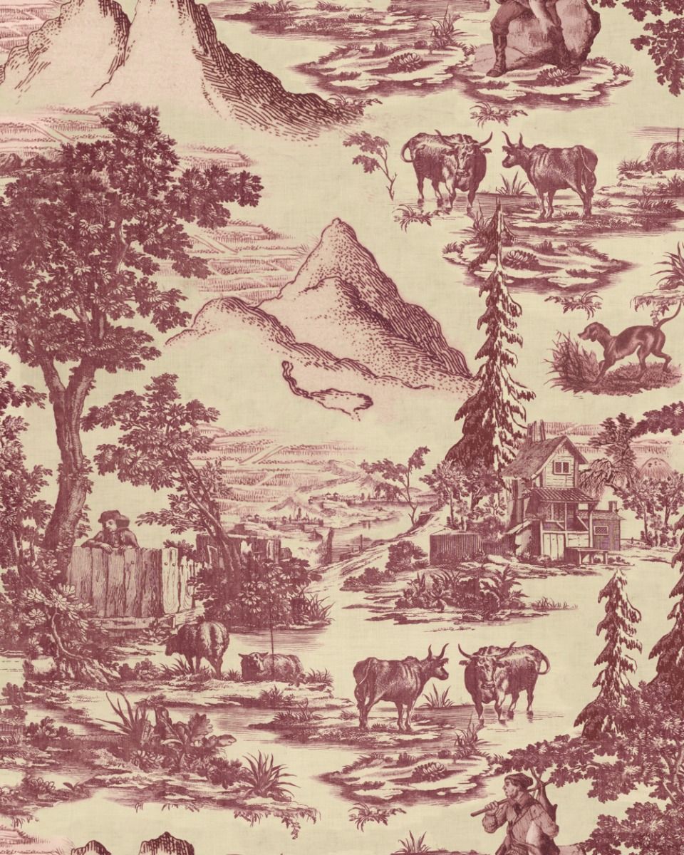 Mind The Gap Toile du Tyrol Burgundy Behang