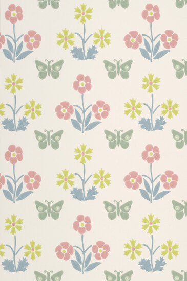 Little Greene Burges Butterfly Behang French Grey
