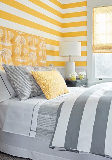 Summerhouse-Summer Stripe behang met Palm Island stof